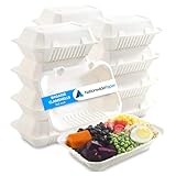 Nationwide Paper 9x6 Inch 1 Compartment Bagasse Clamshell Takeaway Box, Biodegradable Sugarcane Hinged Food Container (50pcs)