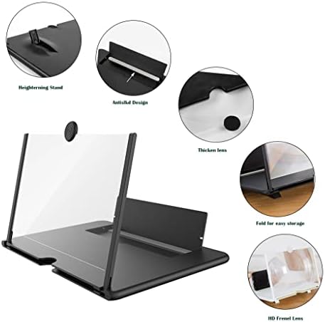 12 Inch 3D Phone Screen Amplifier, Ultra-Clear Mobile Display with Folding Stand, Portable Pull-Out Holder for All Smartphones, Enhance Viewing Experience