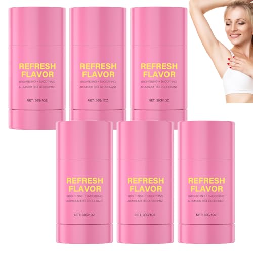 Fruchtiger, aluminiumfreier Deodorant-Stick für Frauen, Achseldeodorant für strahlende und glatte Haut, mildert dunkle Achseln, langanhaltende Frische und Schutz vor Körpergeruch (6pcs)