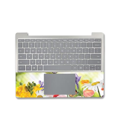 Image of MightySkins Carbon Fiber Skin Compatible with Microsoft Surface Laptop Go 3 (2023) Full Wrap Kit - Butterfly Hangout | Protective, Durable Textured Carbon Fiber Finish | Made in The USA