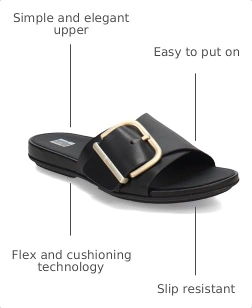 Image of FitFlop Gracie Maxi-Buckle Leather Slides