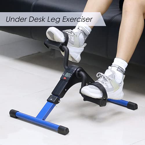Folding Pedal Exerciser, Mini Exercise Bike Under Desk Bike Foot Pedal Exerciser, Foot Hand Cycle Portable Peddler Machine Bicycle Exerciser Arm Leg Exerciser While Sitting by AGM - Image 3