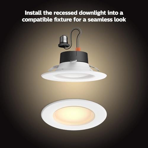 Image of Philips Hue Smart Retrofit Recessed Lighting 4 inch - White Ambiance Warm-to-Cool White Light - 1 Pack - 850LM - Indoor - Control with Hue App - Works with Alexa, Google Assistant and Apple Homekit