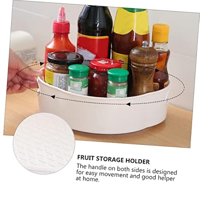 Mipcase 1Pc Non-slip Rotating Multi-function Storage Case for Kitchen Bathroom Desk Tpr Aps Material Easy Movement with Dual Handles for Organizing Cosmetics Seasonings