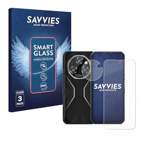 Savvies 3 Stück Panzer Schutz Glas für Oukitel WP55 Pro (Bildschirm+Kamera) 9H Schutzfolie, Glas-Folie, HD Klar, Blasenfrei, Anti-Fingerabdruck, Stoßfest, Bildschirmschutz