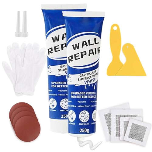 Bubuny Crema de Reparación de Pared, 500g Masilla Pared Rápido, Masillas de Relleno Pared Blanca Se utiliza para reparar grietas, Repara eficazmente los arañazos, agujeros, grietas