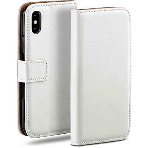 Funda de cuero vegano para iPhone XS moex con acabado perla y ranura funcional