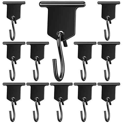 12 Pairs Rv Awning Hooks for Lights Camping Awning Accessory Hangers S Shaped Hooks Set Rv Party Light Hangers for Christmas Party Camping Tent Indoor and Outdoor Supplies (Black)