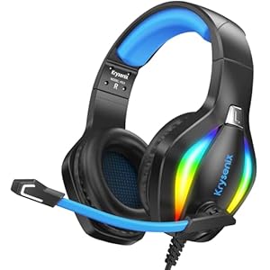 PG1 RGB Gaming Headset für PS4, PS5, PC, Nintendo Switch, Xbox, Headset mit Mikrofon, Gaming Kopfhörer mit Mikrofon, Noise Cancelling Kopfhörer mit 3.5mm Klinke Schwarz/Blau