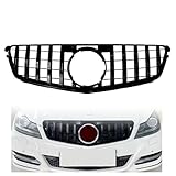 Voltexa Black Front Upper Grille Compatible with 2008 2009 2010 2011 2012 2013 2014 Mercedes Benz C-class W204 C250 C300 C350 Benz Gloss Black GTR GT Style ABS Grille