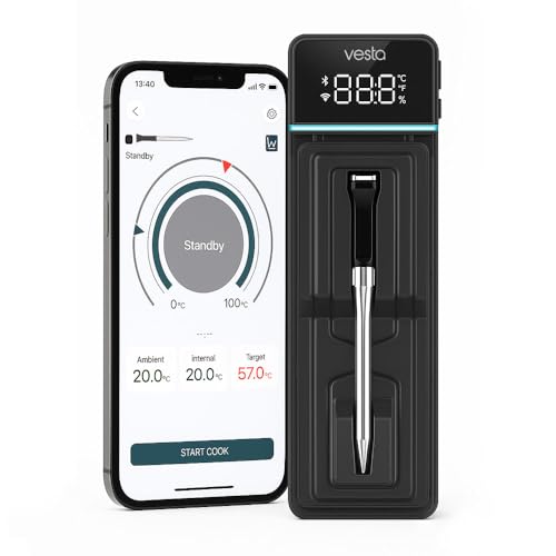 Vesta Precision Vestemp BP20 Kabelloses BBQ-Fleischthermometer | Intelligente Kochsonde mit...