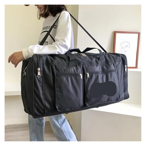 80L Travel Bag Foldable Large Capacity Waterproof Business Sports Handbag Wear-Resistant Portable Multifunction Duffel Bags(Black)2