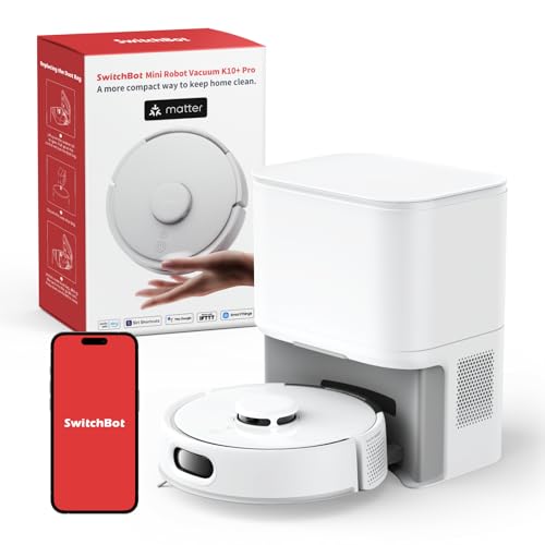 SwitchBot K10+ Pro Saugroboter mit Absaugstation 90 Tage, 45dB Ultraleise, Mini Staubsauger Roboter...