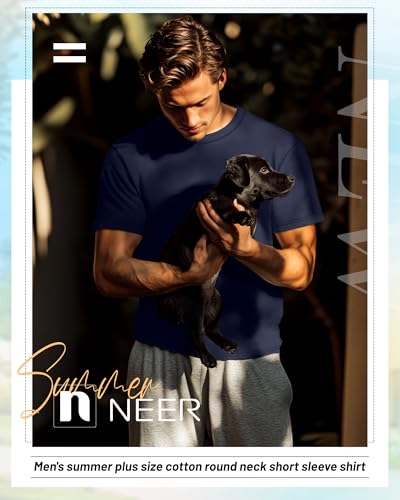 Neer 7 Pack Men's Big and Tall Shirts Summer Cotton Short Sleeve Tee Crew Neck Casual Top Basic Oversize T Shirts2