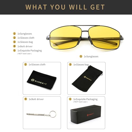 Miniatura 7 de Sungait Gafas De Sol Rectangulares Ultraligeras Para Hombre Polarizadas Protección Uv400 Cat 3