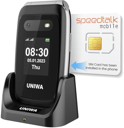 Mosthink 4G Unlocked Flip Cell Phone for Senior with Speed Talk SIM Card, SOS Big Button Basic Cell Phone for Elderly, 2.4'' HD Display, Big Volume, 1450mAh Battery with Charging Dock (Black)