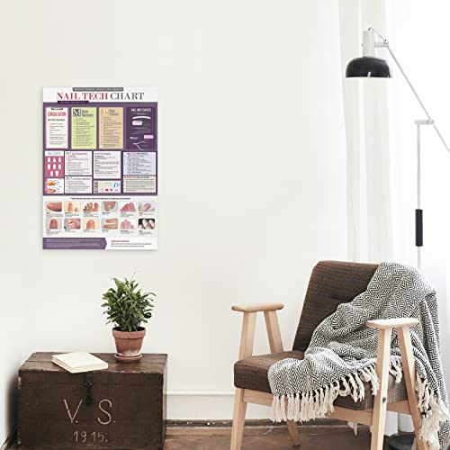 Image of Educational Nail Tech Laminated Poster 18 inch x 27 inch Inch, Great For Professional Nail Techs, Students, Or Teachers /Educators, Covers Manicure's, Pedicure's, Acrylics, Gel & Anatomy & More