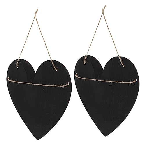 DINHEAROM 2 Piezas Pizarra Mensaje Chalkboards Tableros Doble Etiquetas Tiza Señales Junta Borrador Colgante Black Madera