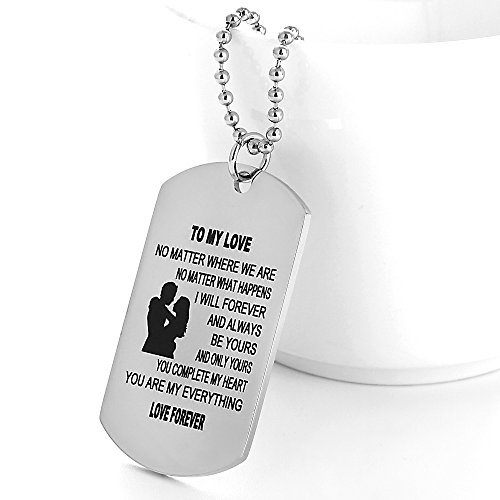 Fayerxl Gifts For Boyfriend Girlfriend Husband And Wife Jewelry Military Stainless Chains Pendants Dog Tag Necklace (To My Love) #TOP1