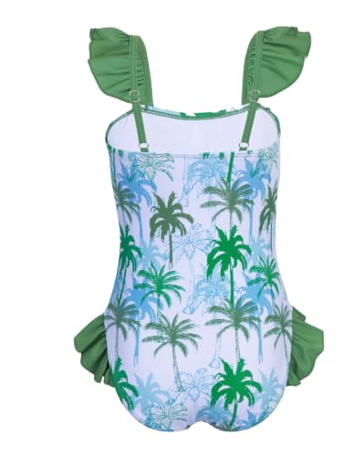 Image of DAXIANG Girls One Piece Ruffle Strap Swimsuit Quick Dry Mermaid Swimwear Beach Sport Bathing Suit for Toddler Kids 4-11 Years
