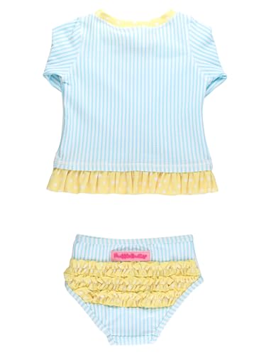 Image of RuffleButts Baby /Toddler Girls Rash Guard 2-Piece Swimsuit Set - Long Sleeve Bikini with UPF 50+ Sun Protection