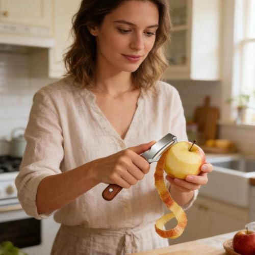 Zero Snag Wooden Peeler,Premium Vegetable Peeler with Wooden Handle and Bottle Opener, 2-in-1 Stainless Steel Thickened FruitPeeler,Multifunctional Kitchen Tool for Fruit Potato Pumpkin Papaya - Image 6