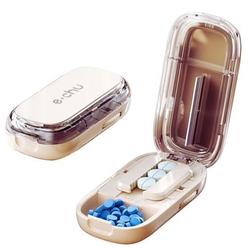 Cortador de Pastillas, Partidor de Pastillas 1 de 2 para Tabletas Pequeñas o Grandes, Corta Pastillas para Dividir, Cortar y Almacenar