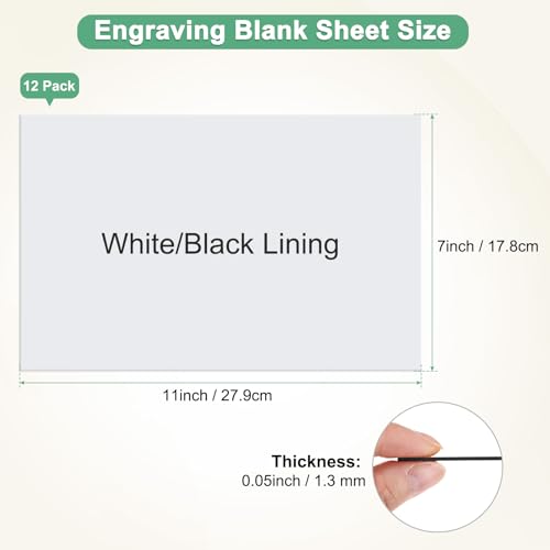 Image of M METERXITY 12-Pack Double Color Laser Engraving Blanks 7x11 Inch,1.3mm Thick ABS Plastic Sheet Engraved Material for Name Plate /Yard Signs /Laser Cutting /DIY Carving /Craft[White /Black]