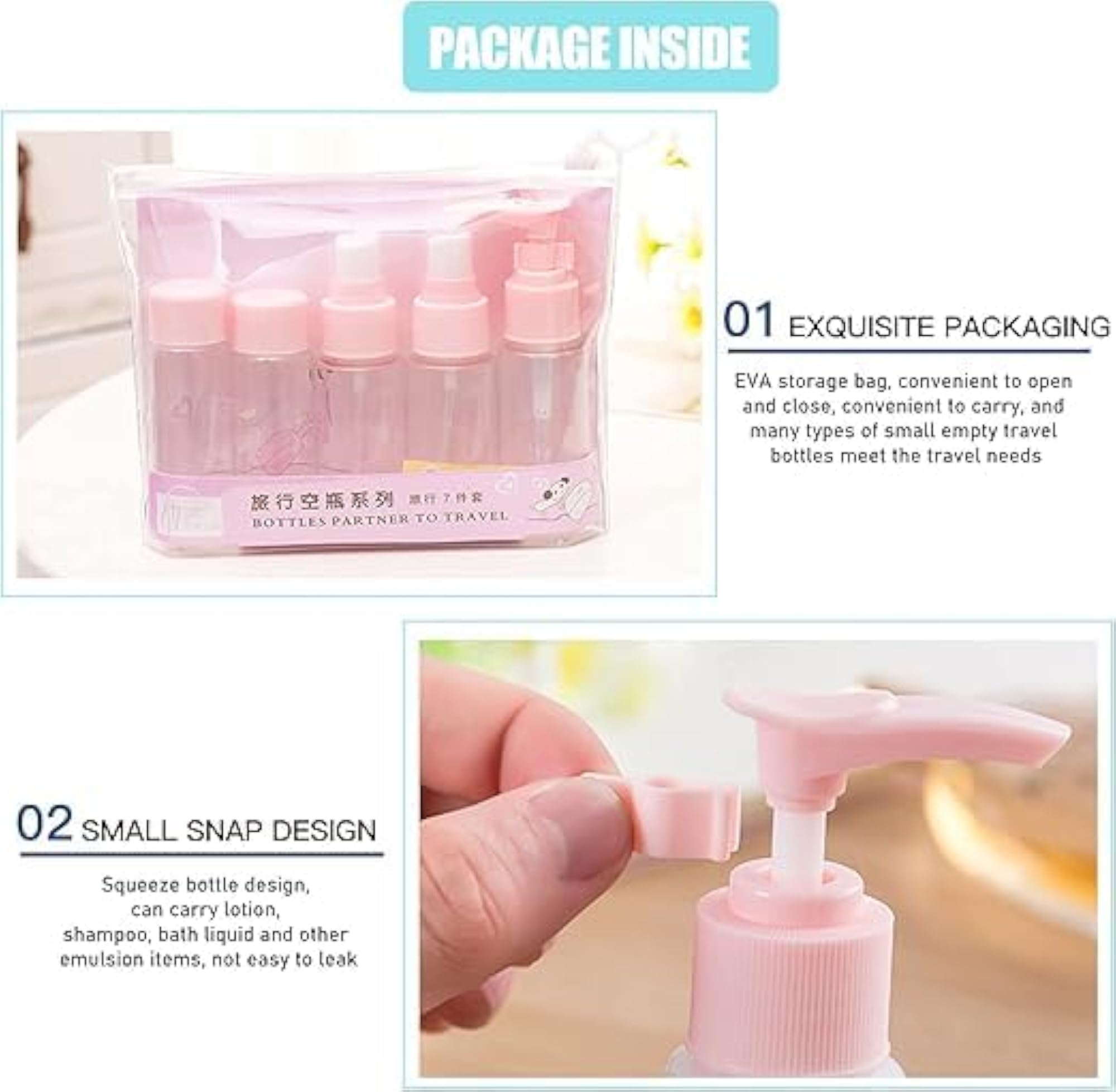 Travel Size Toiletry Bottles Set, 7 Pieces