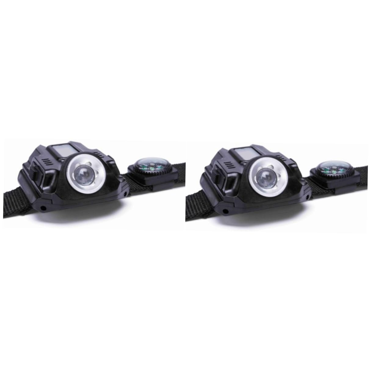 Kisangel 2stücke Outdoors Flashlight Watch Mit Wiederaufladbarer -ionen-batterie Verstellbares Nylonarmband Für Camping Und Nachteinsätze Schwarz