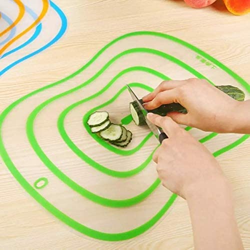Image of Flexible Cutting Board Mat - Non-Slip Thin Clear Plastic Chopping Sheet, BPA-Free, Dishwasher Safe, Color-Coded Flexible Kitchen Cutting Mat for Meat, Vegetables & Fruits (Set of 1)