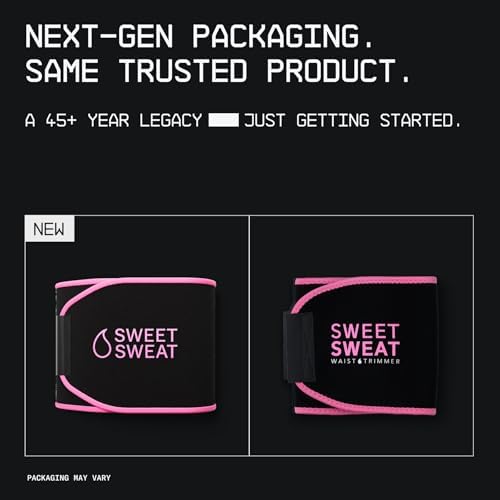 Sports Research Sweet Sweat® Waist Trimmer for Women and Men - Sweat Band Waist Trainer for High-Intensity Training & Workouts Black/Pink