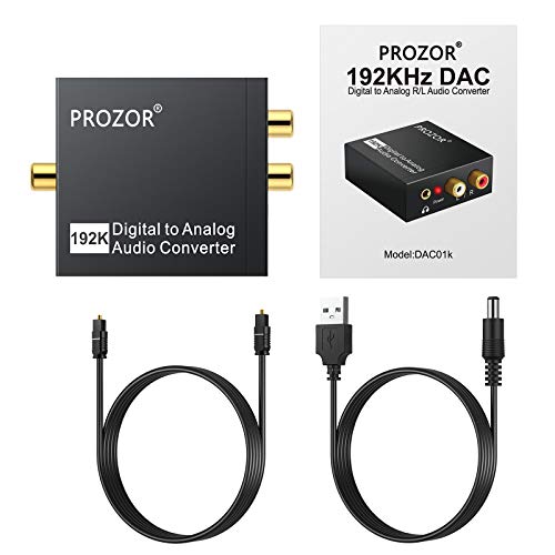 Prozor 192Khz Digital To Analog Audio Converter Dac Digital Spdif Optical To Analog L/R Rca Converter Toslink Optical To 3.5Mm Jack Adapter For Ps3 Hd Dvd Ps4 Amp Apple Tv Home Cinema #TOP6