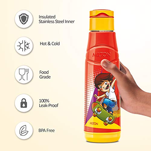 Image of Milton Steel Speedy 600 Insulated School Kids Bottle with Inner Steel, 500 ml, Red