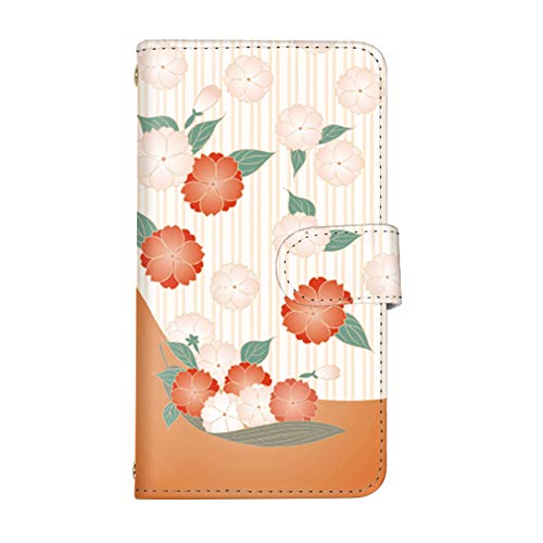 スマ通 iPhone13mini 対応 ケース スマホケース 手帳型 ミラー&カード収納 スタンド ストラップ穴 携帯 カバー 桜 おしゃれ アイフォン サーティーン ミニ用 simフリー iPhone 13 mini (4-オレンジ) q0004-w01