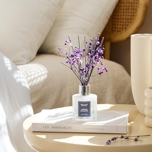Image of Airkeep Reed Diffuser Set,3.38 fl oz (100 ml) - Lavender Eucalyptus Oil Diffusers with 8 Reed Sticks, Home Fragrance Reed Diffuser for Bathroom Shelf Decor