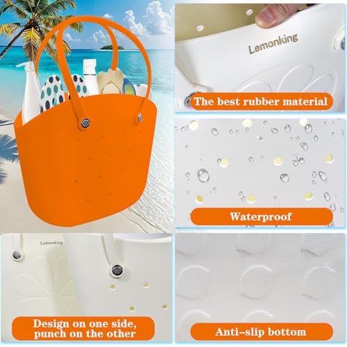 LEMONKING Rubber Beach Bag Large Waterproof Lightweight Washable Durable Bogo Bag Women Rubber Tote Bag for Beach, Pool, Gym3