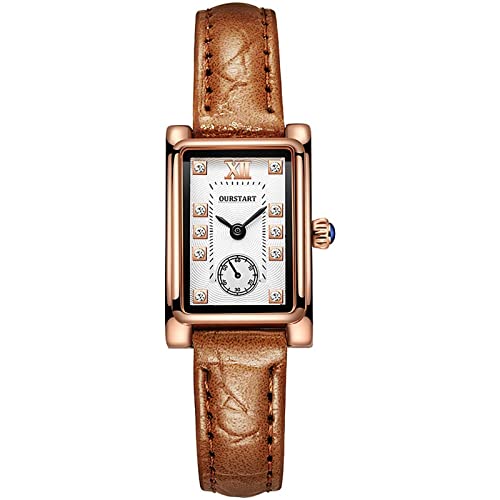 Relojes de cuarzo para mujer, relojes luminosos para mujer, relojes cuadrados para mujer, marrón, talla única, Correa Cover