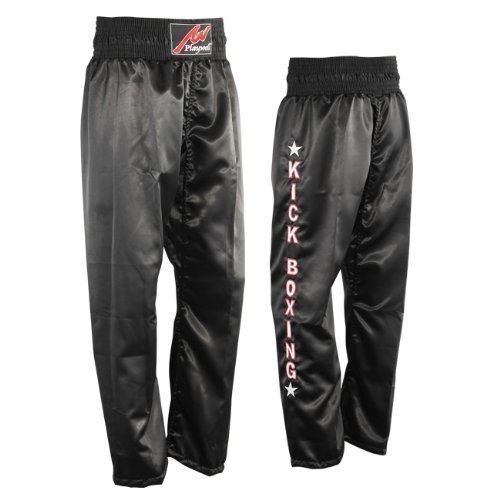 Pantalon de kickboxing Playwell One End en satin noir haute résistance