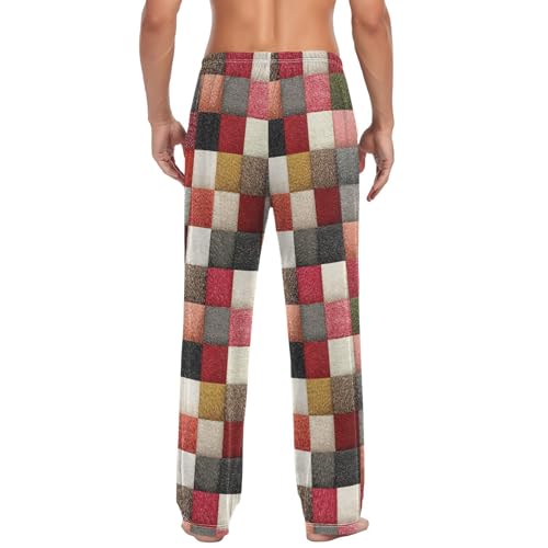 AIXIWAWA Mens Pajama Pants Sleep Lounge Wear Bottoms with Pockets Drawstring Colorful Checkered Print S2