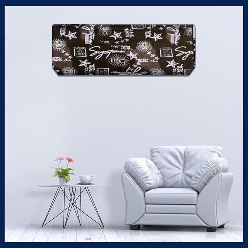 Image of Digital Print Split AC Cover Set for 1.5 Ton Indoor & Outdoor Units - Dustproof & Water Resistant Protection (Signtaure Coffee)