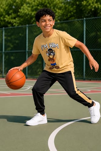 Image of Pro Athlete Boys Pants Set - 3 Piece Active Short Sleeve Graphic Tees Athletic Shorts and Jogger Sweatpants for Boys