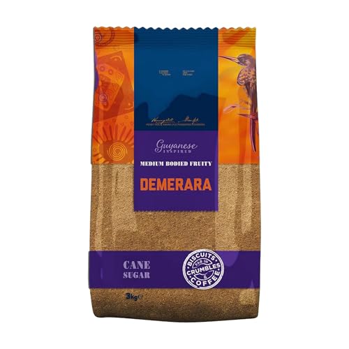 Pure Demerara Sugar 3kg Bag | Mediumcrystal Light Brown Cane Sugar with Natural Caramel Notes Vegan Kosher GlutenFree | Packed by Saras Foods Uk