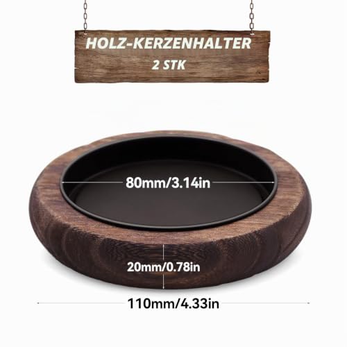2 Stück Kerzenteller Kerzenständer Holz Kerzen Tablett Kerzentablett – Bild 2
