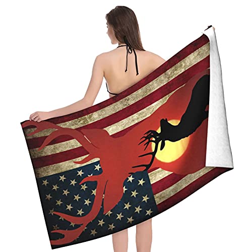 American Flag Deer Beach Towel Absorbent Oversized Bath Towel Microfiber Summer Swimming Pool Towel For Kids Adults #TOP2