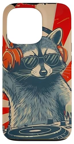 DJ Raccoon con cuffie Retro Party Custodia per iPhone 13 Pro