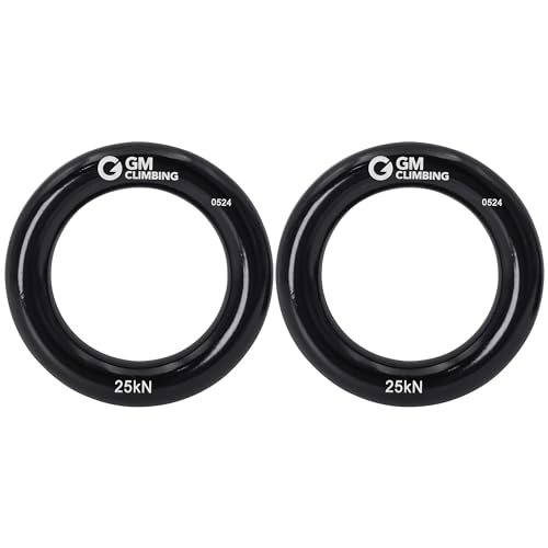 GM CLIMBING Black Large Rappel Ring 25kN for Rock Climbing Arborist Rescue Slackline Hammock 2-Pack