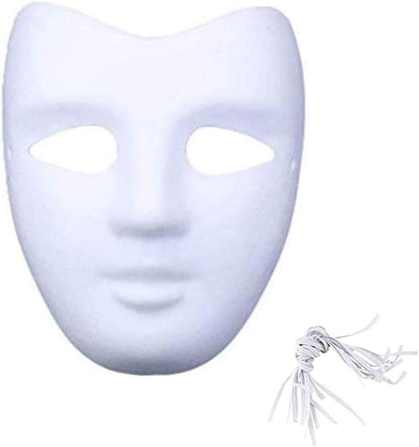 Meimasks DIY White Paper Mask Pulp Blank Hand Painted Mask Personality Creative Free Design Mask 10pcs (V Face)