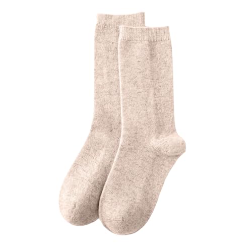 Unisex Cashmere Wool Crew Socks, Super Soft and Warm Fluffy Mid-Calf Socks for Women and Men