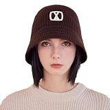 VA Square Applique Knit Bucket Hat Brown